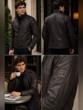BOSS Orange Men’s Black Lightweight Coated Jacket 40R EU 50 Designer Zip Coat